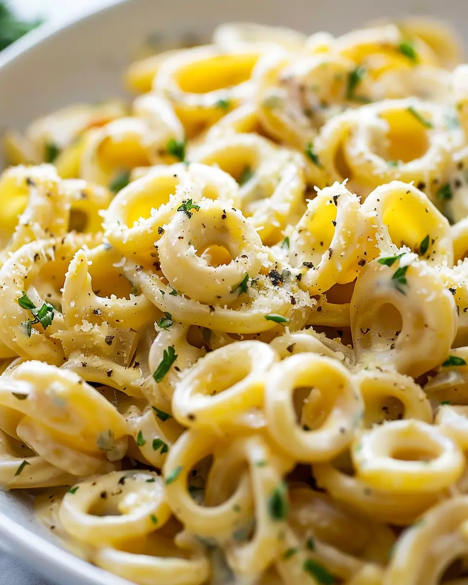 Garlic Butter Pasta One Pot Delight with Turkey Bacon and Chicken Ham