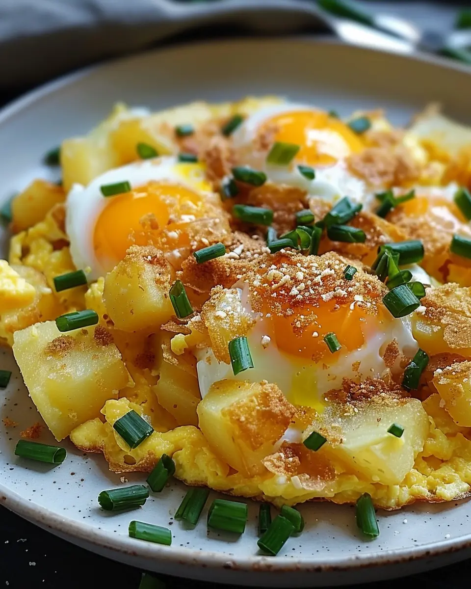 Cheesy Potato Egg Scramble with Turkey Bacon: Easy Comfort Food