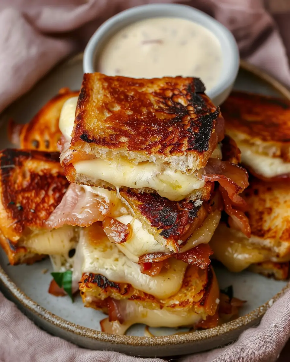 Hawaiian Roll Grilled Cheese with Turkey Bacon and Chicken Ham Delight