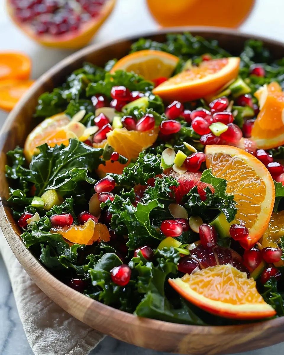Citrus Pomegranate Kale Salad: Easy Honey-Lemon Vinaigrette Delight